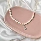 Silver Mini Teddy Freshwater Pearl Necklace image 1