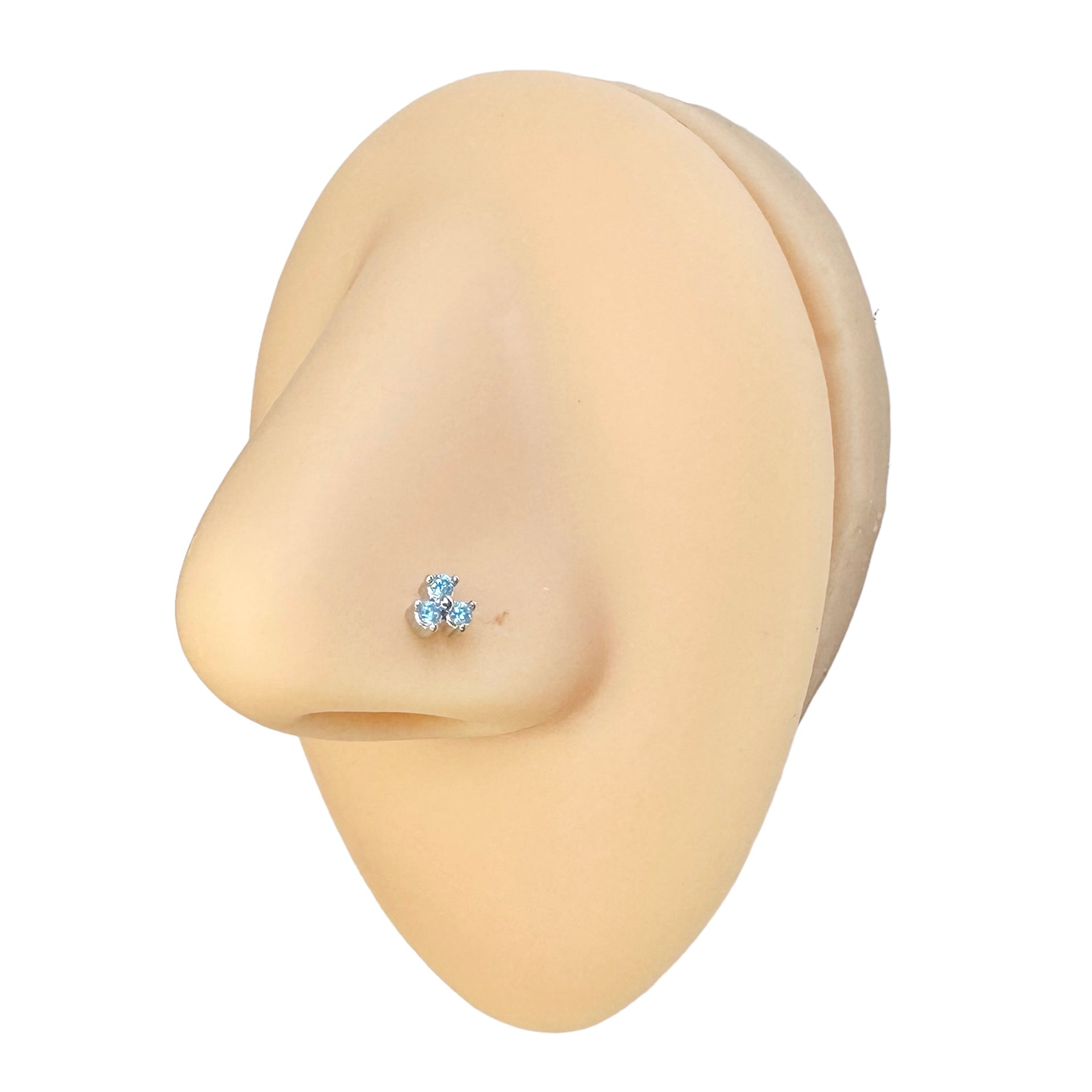 Blue Triple Stone Nose Stud image 0