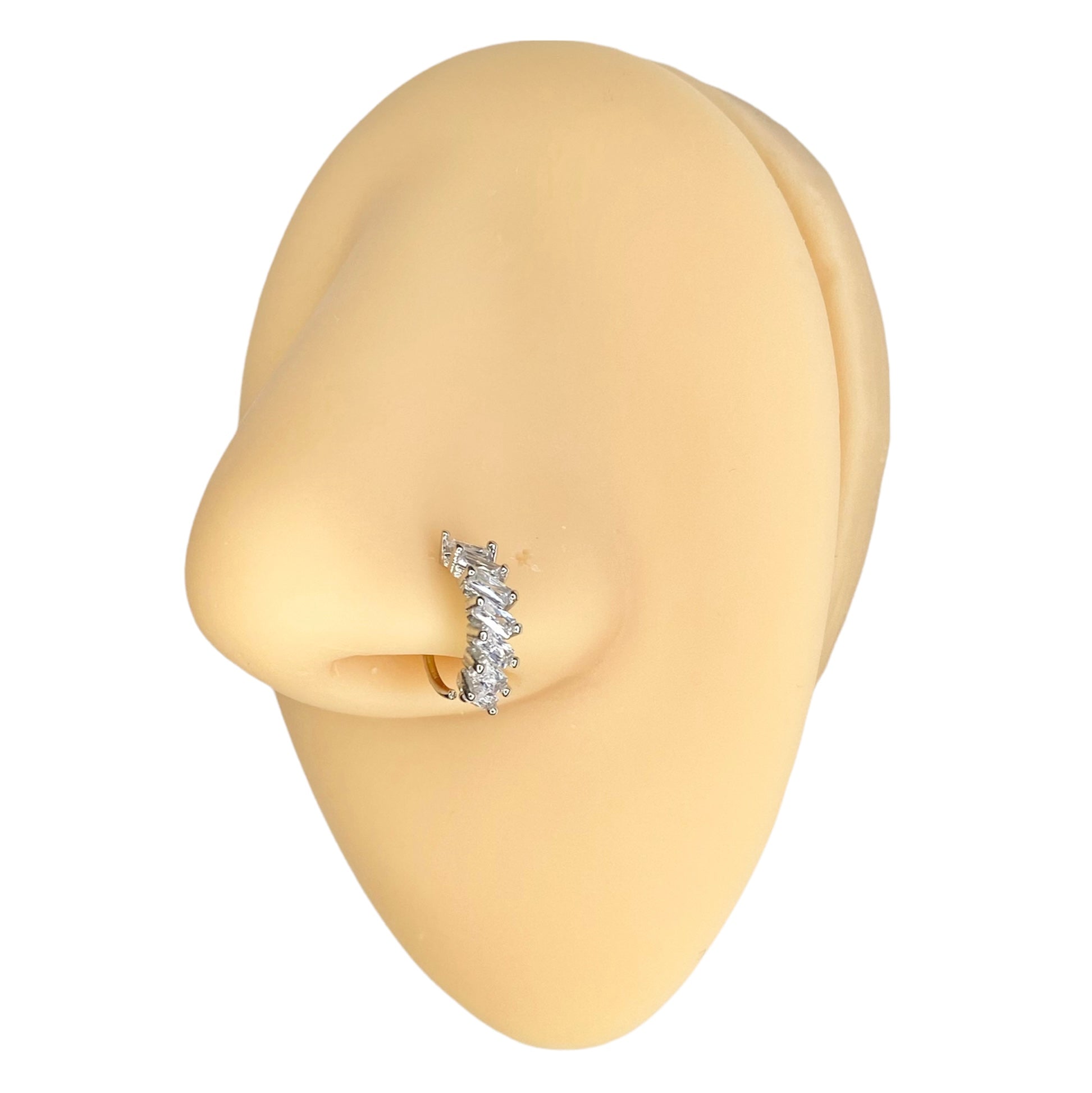 Silver Diagonal Cubic Zirconia Hoop image 0
