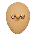 Gold White CZ Butterfly Nipple Bar image 0