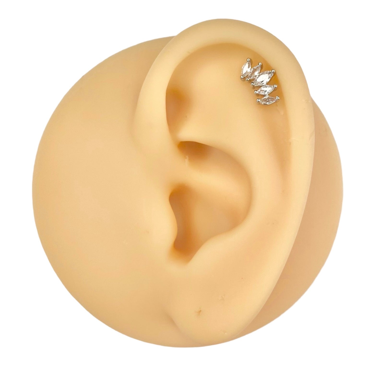 Silver Prong Set Marquise CZ Flat Back Stud image 0