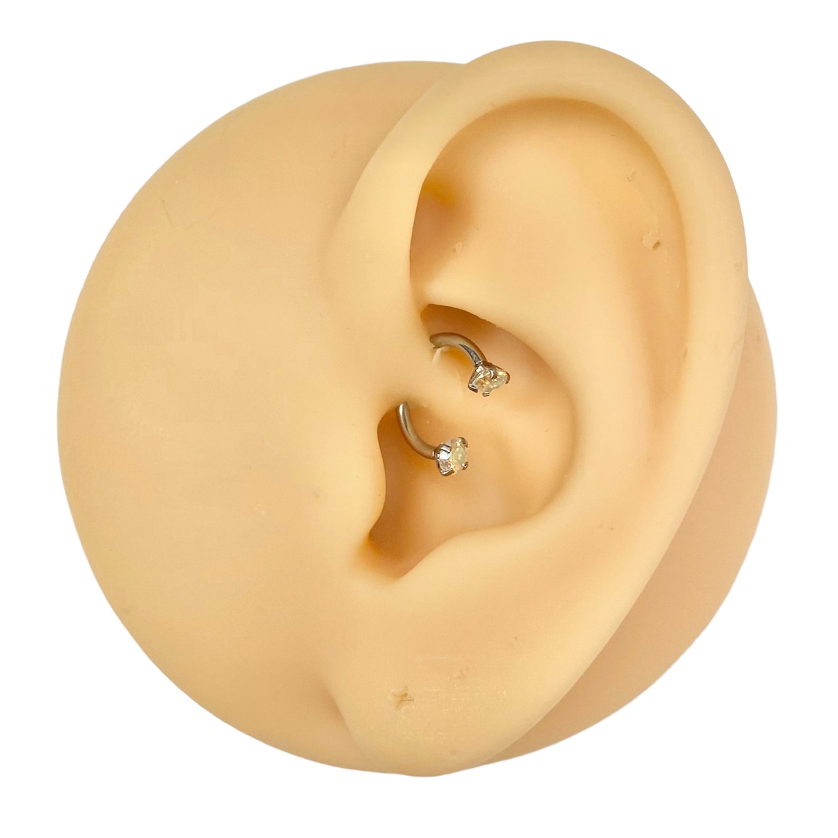 Aurora Borealis CZ Prong Ends Horseshoe Hoop  image 0