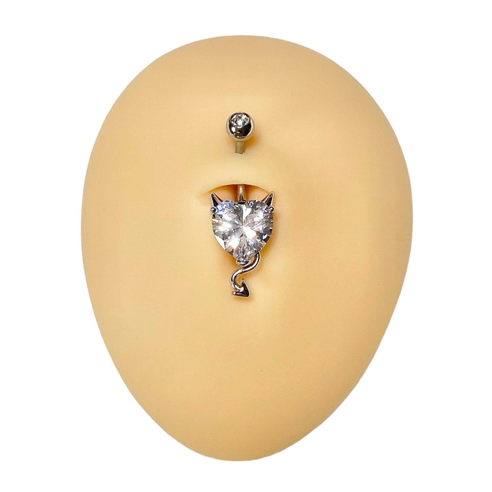 Silver Devil Heart Belly Bar  image 0