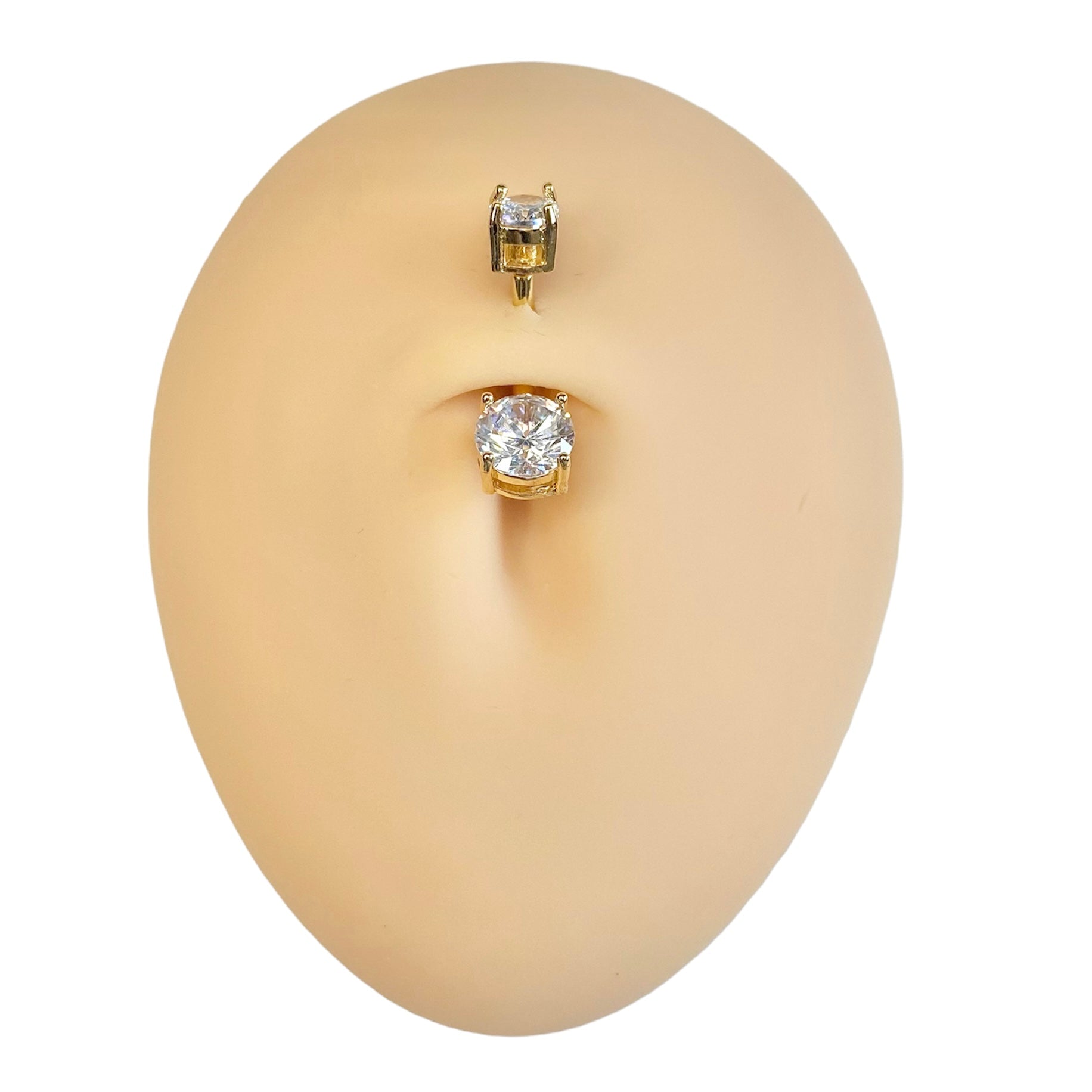 Gold Double CZ Prong Belly Bar  image 0