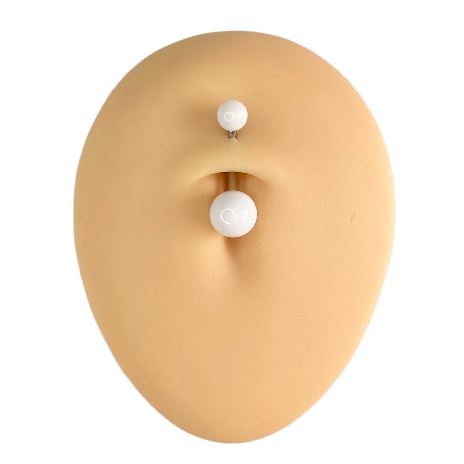 White Solid Colour Ball Titanium Belly Bar  image 0