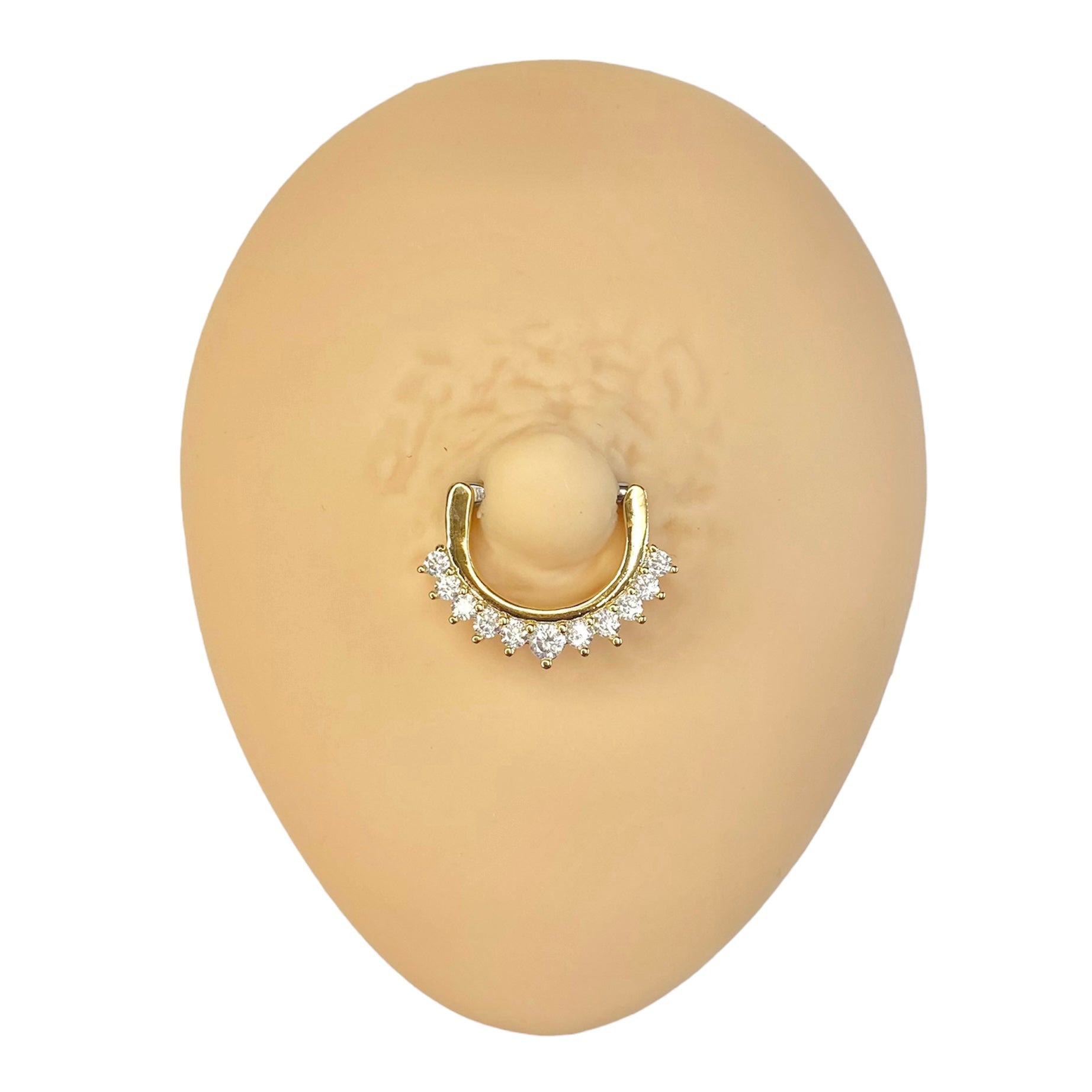Gold CZ Lined Nipple Clicker Bar image 0