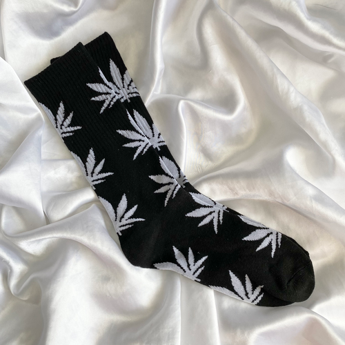 Black & Grey Weed Leaf Socks image 1