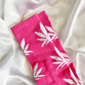 Pink & White Weed Leaf Socks image 0