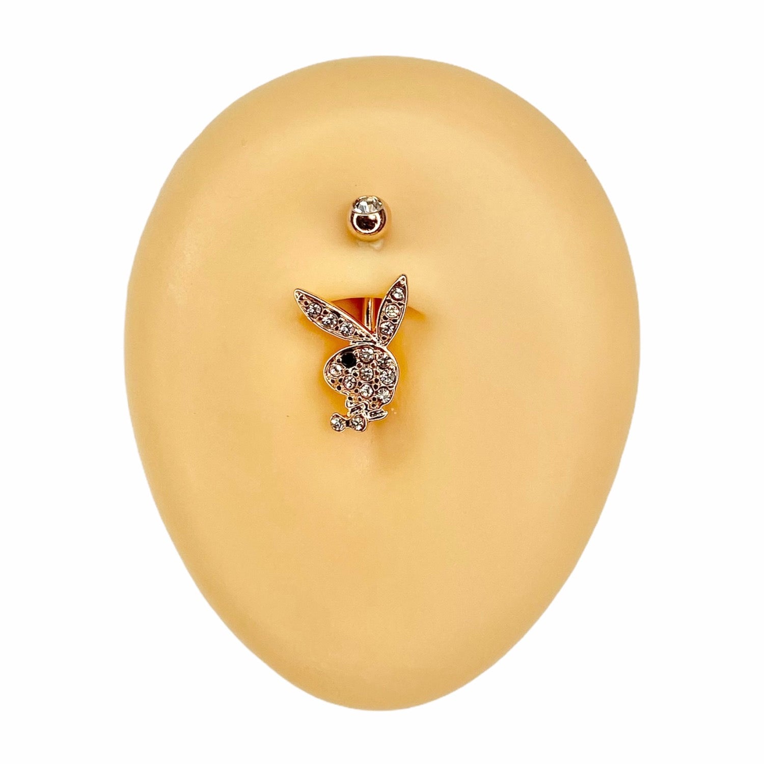 Rose Gold CZ Playboy Belly Bar  image 0