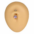 Gold AB Round CZ Prong Belly Bar  image 0