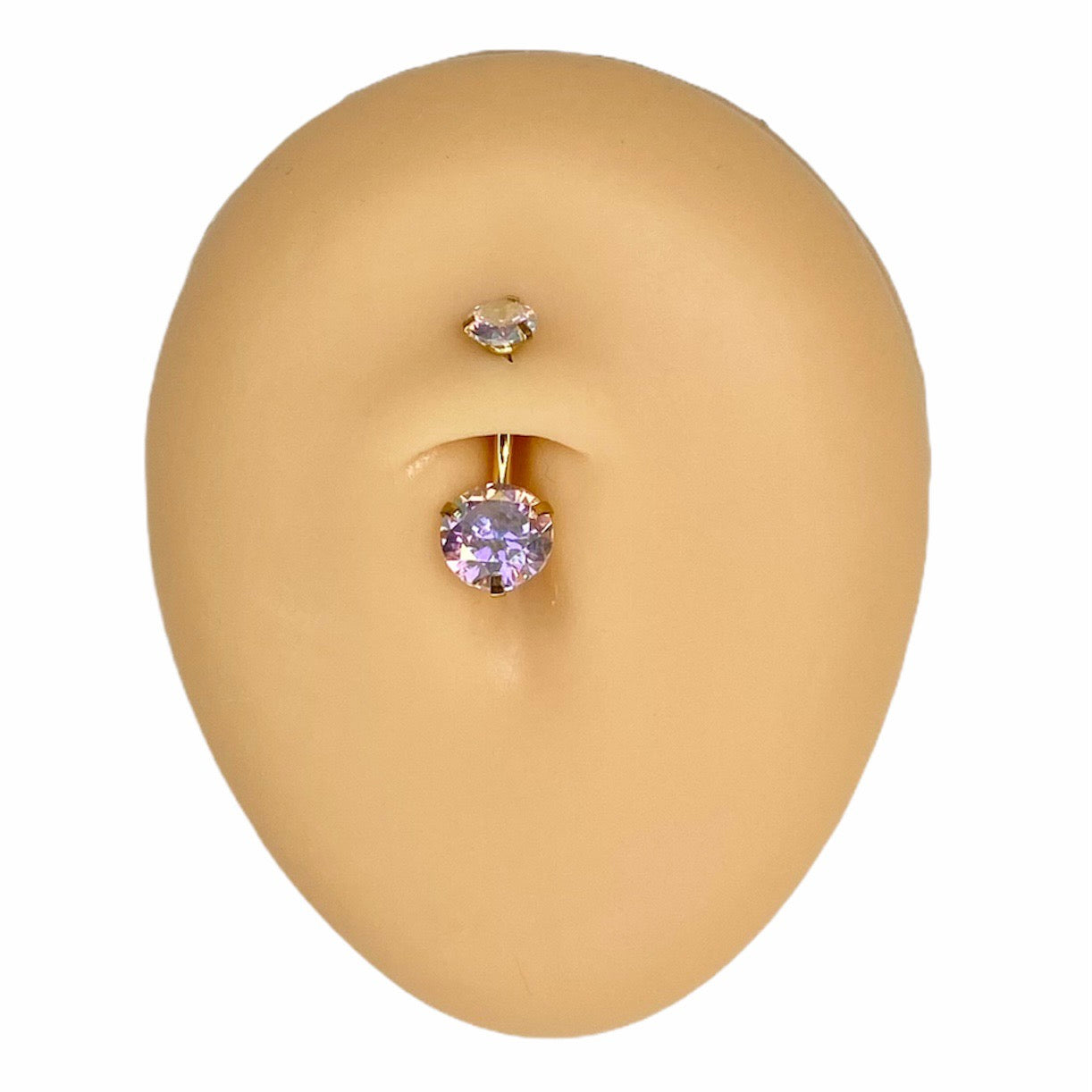 Gold AB Round CZ Prong Belly Bar  image 0