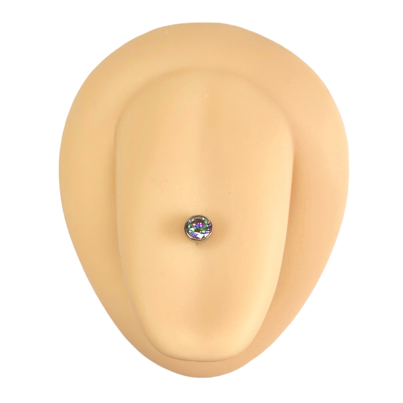 Vitrail Medium Bezel Set CZ Titanium Tongue Bar image 0