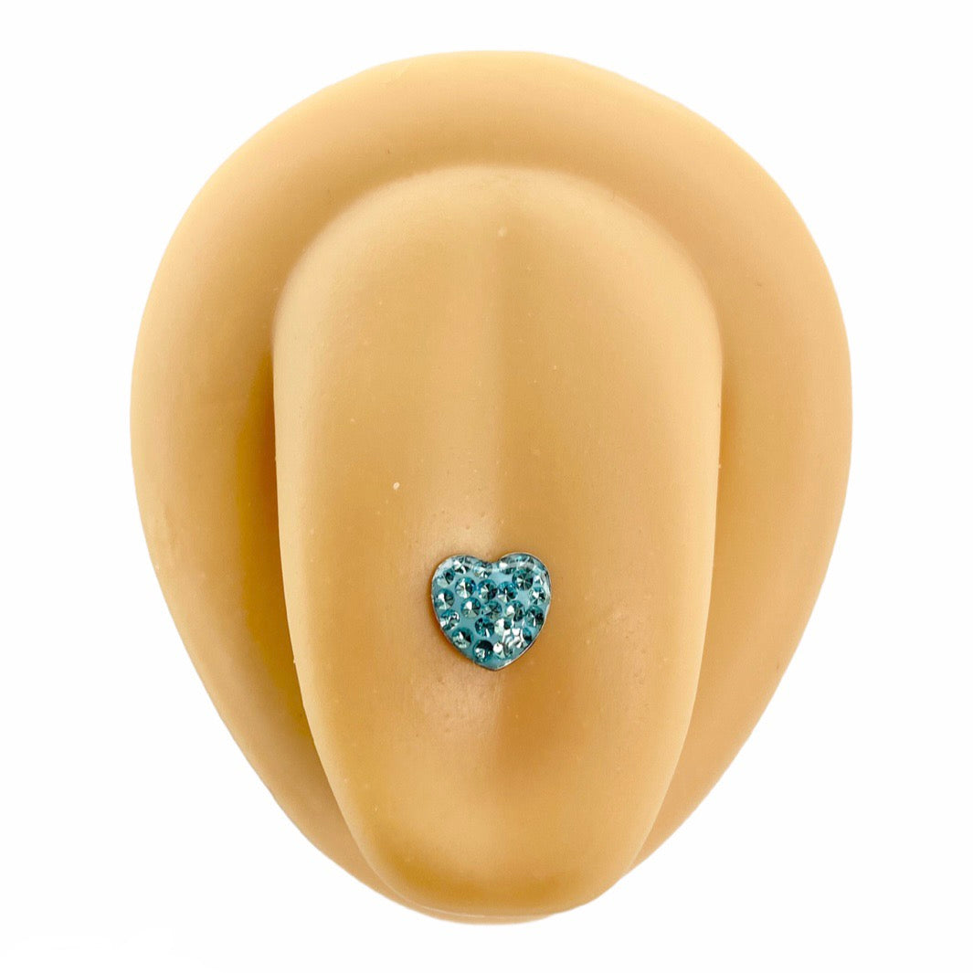 Blue Heart Crystal Paved Tongue Bar image 0