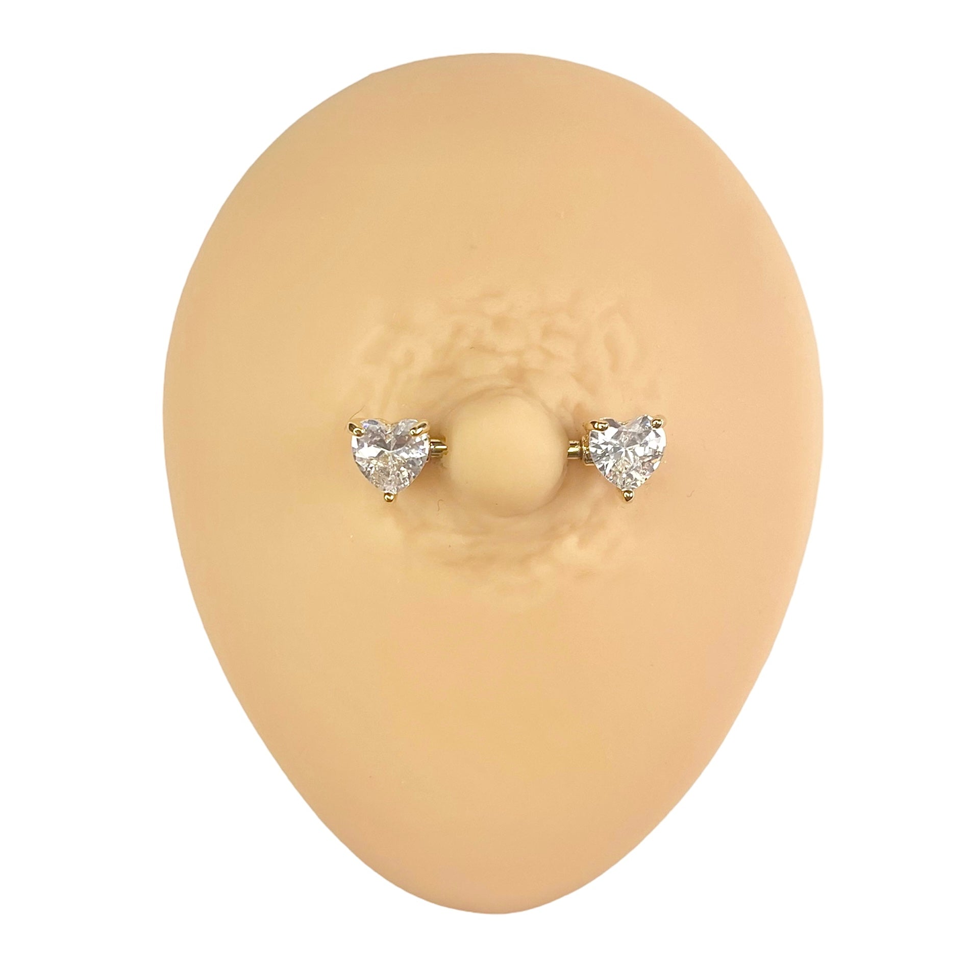 Gold CZ Heart Nipple Bar image 0