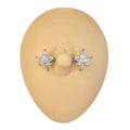 Silver CZ Leaf Nipple Bar image 0