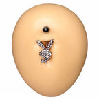 Silver Crystal Paved Playboy Belly Bar  image 1