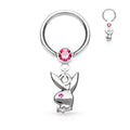 Pink Playboy Dangle Captive Hoop Ring image 0