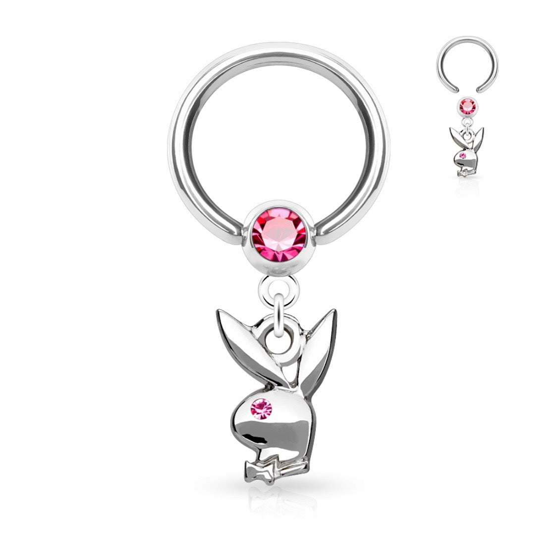 Pink Playboy Dangle Captive Hoop Ring image 0