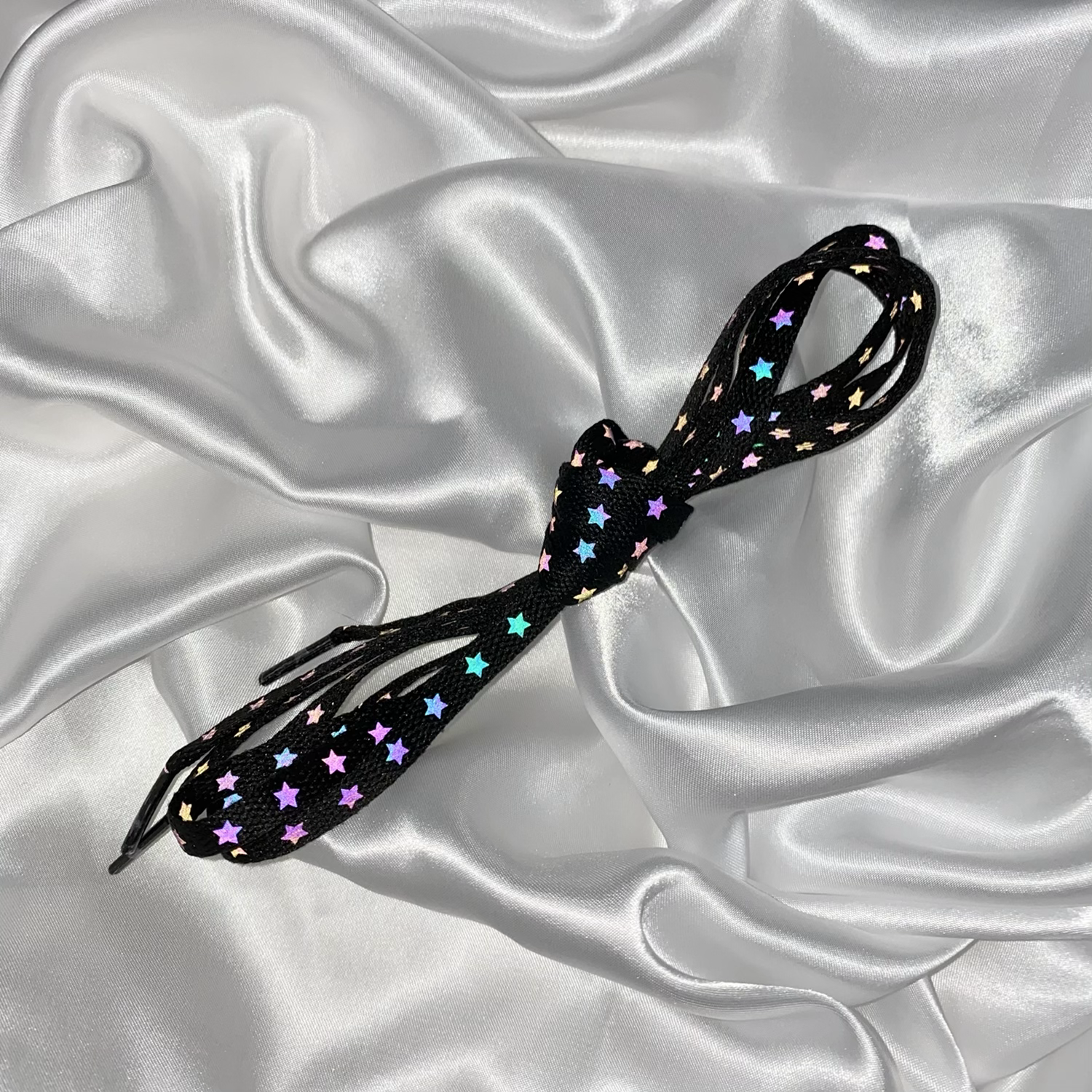 Black Rainbow Reflective Star Shoe Laces image 0