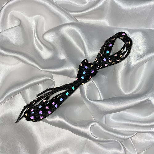 Black Rainbow Reflective Star Shoe Laces image 0