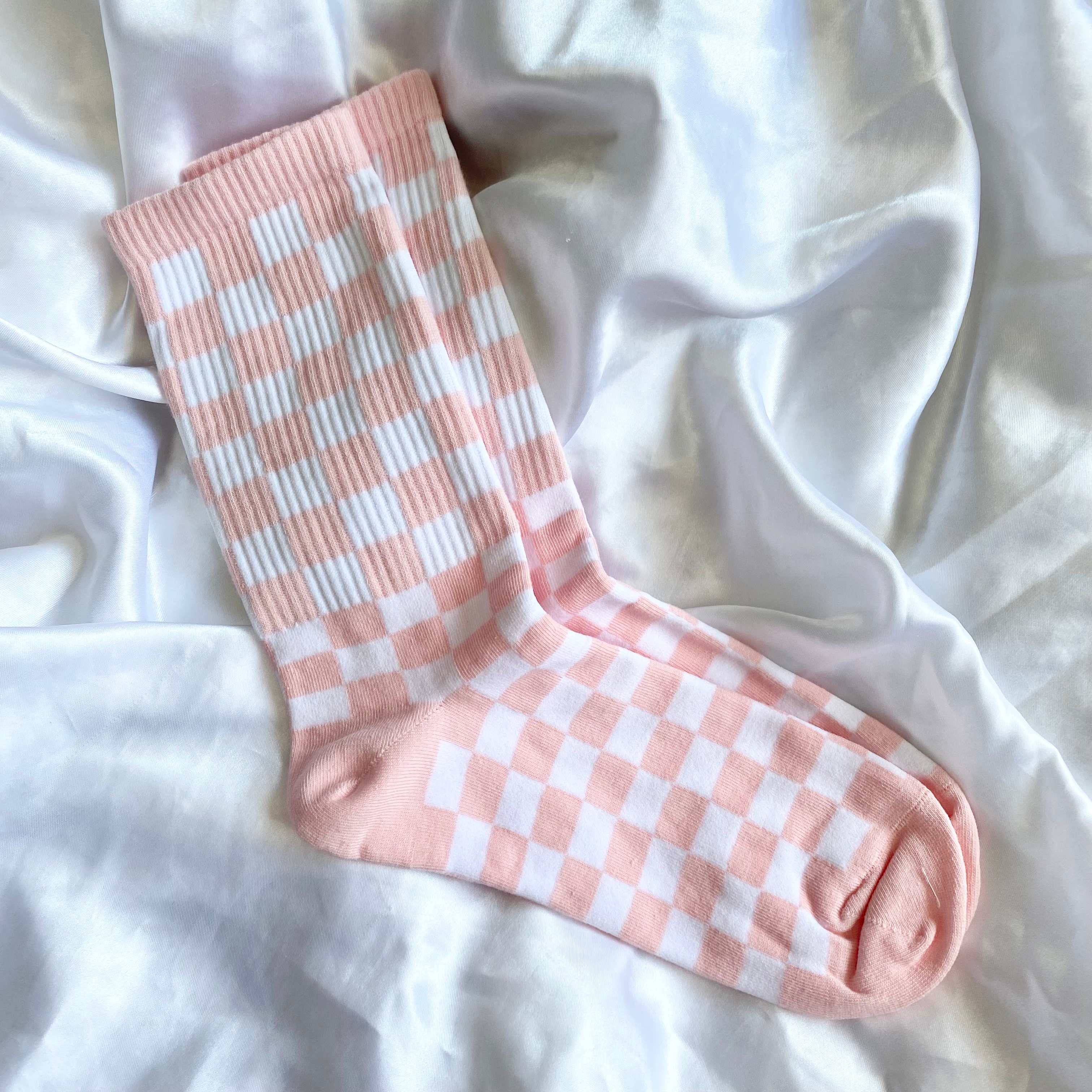 Pink Checkered Socks image 1