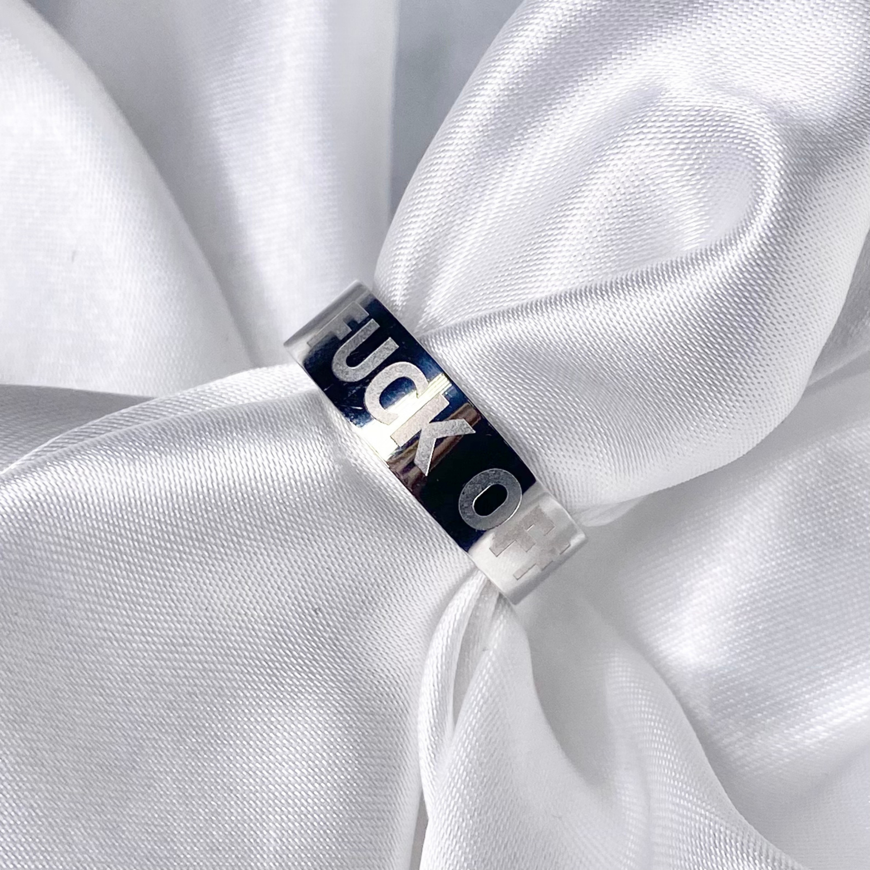 Silver FUCK OFF Ring image 0