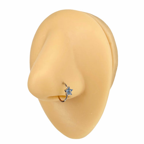 Blue Cubic Zirconia Flower Hoop image 0