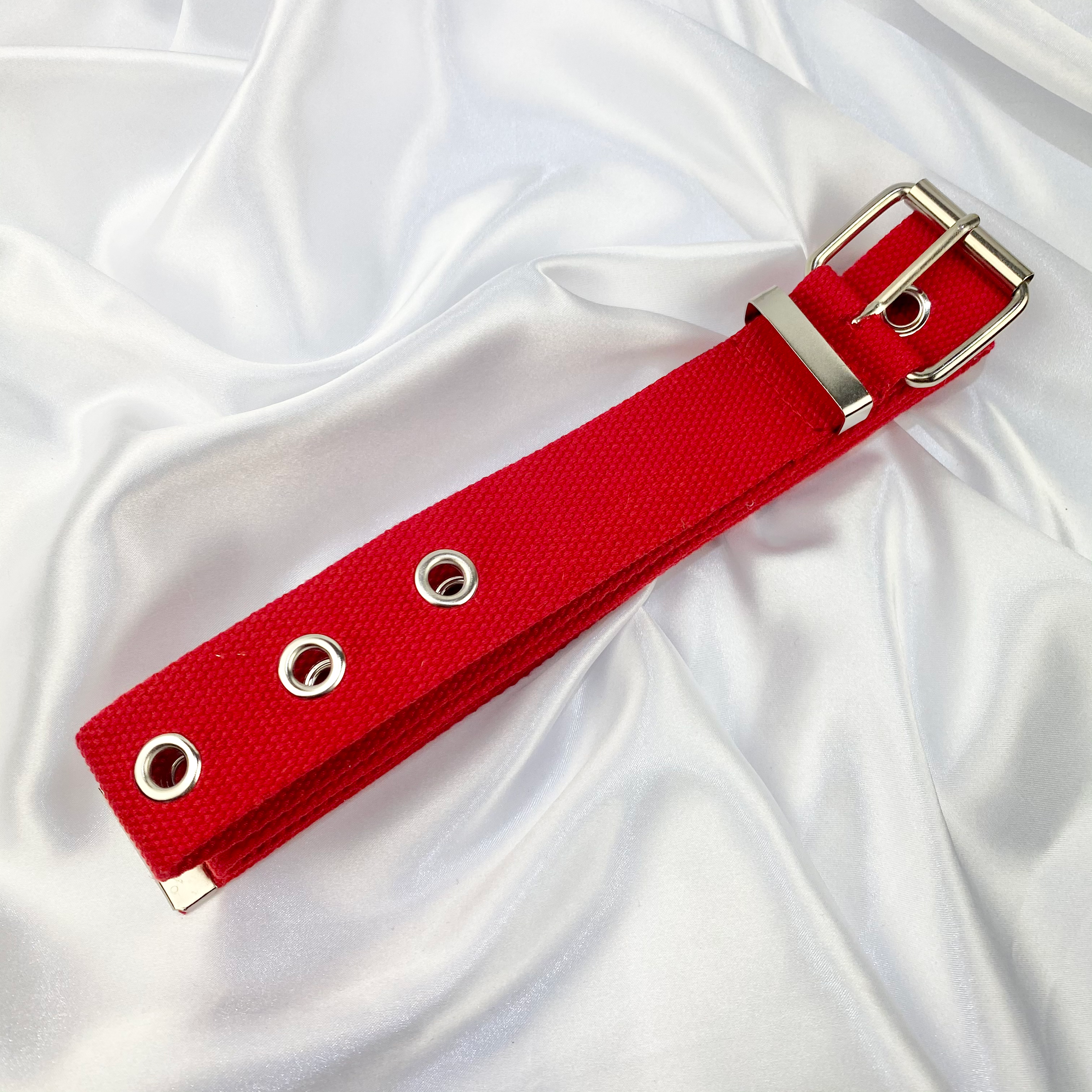 Red Eyelet Buckle Belt image 0