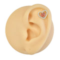 Pink Love Heart CZ Cartilage Barbell Stud image 0