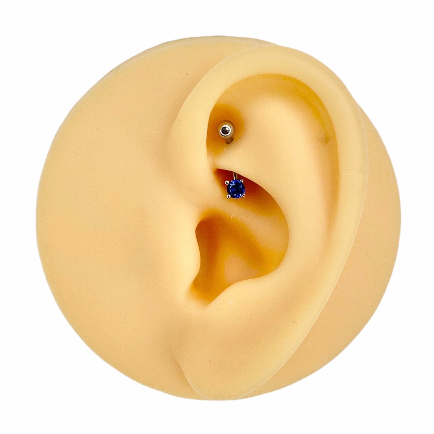 Blue 3mm CZ Prong Set Curved Barbell image 0
