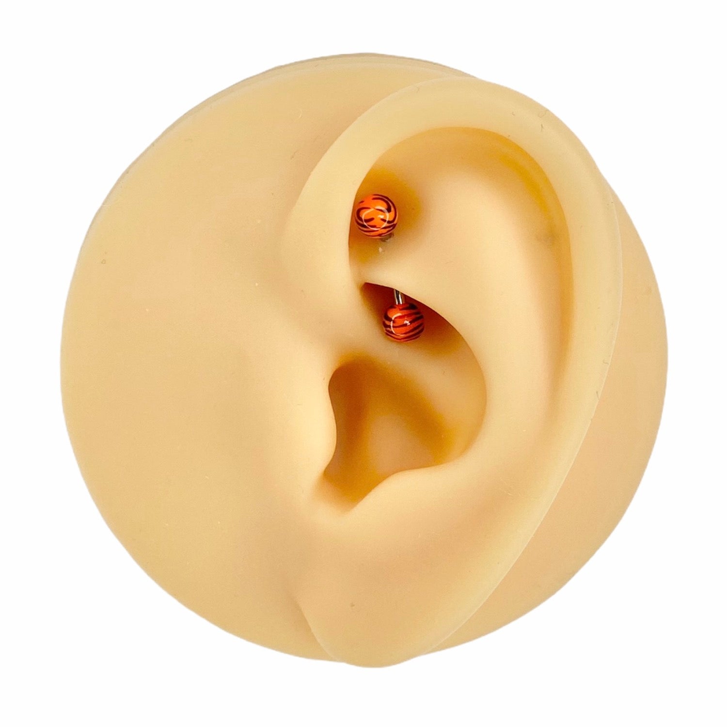 Orange Tiger Print Curved Barbell image 0