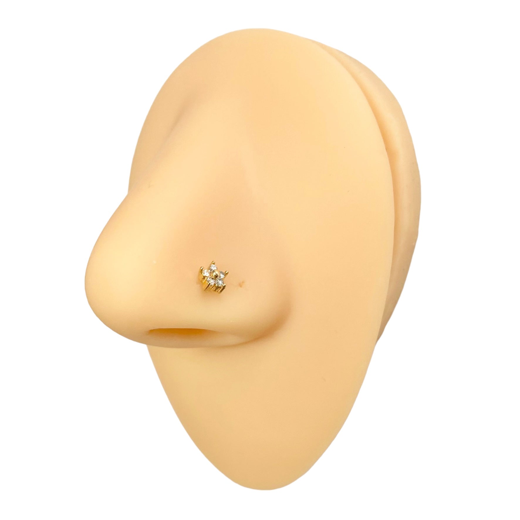 Gold Mini CZ Flower Nose Stud image 0