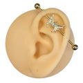 Gold Clear Crystal Paved Butterfly Industrial Barbell  image 0