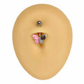 Pink Opal Glitter Crystal Paved Butterfly Belly Bar image 0