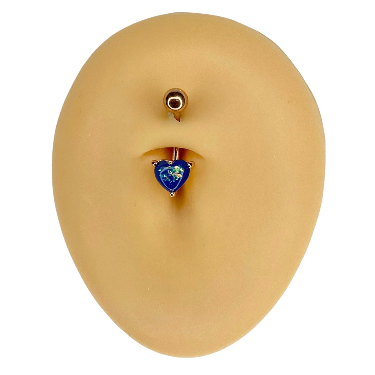 Blue Glitter Opal Heart Belly Bar image 0