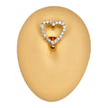 Gold Rhinestone Paved Heart Reverse Belly Bar  image 0