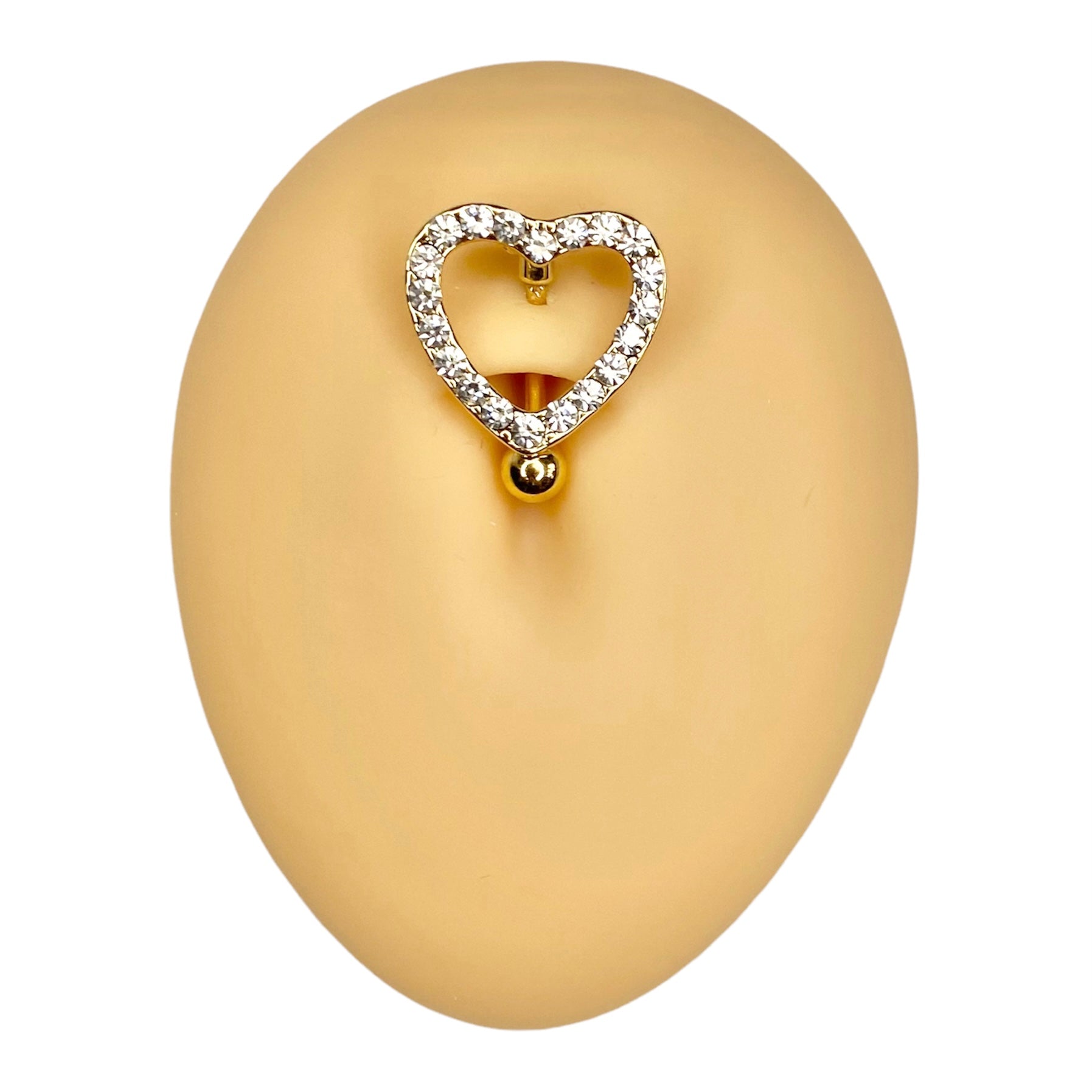 Gold Rhinestone Paved Heart Reverse Belly Bar  image 0