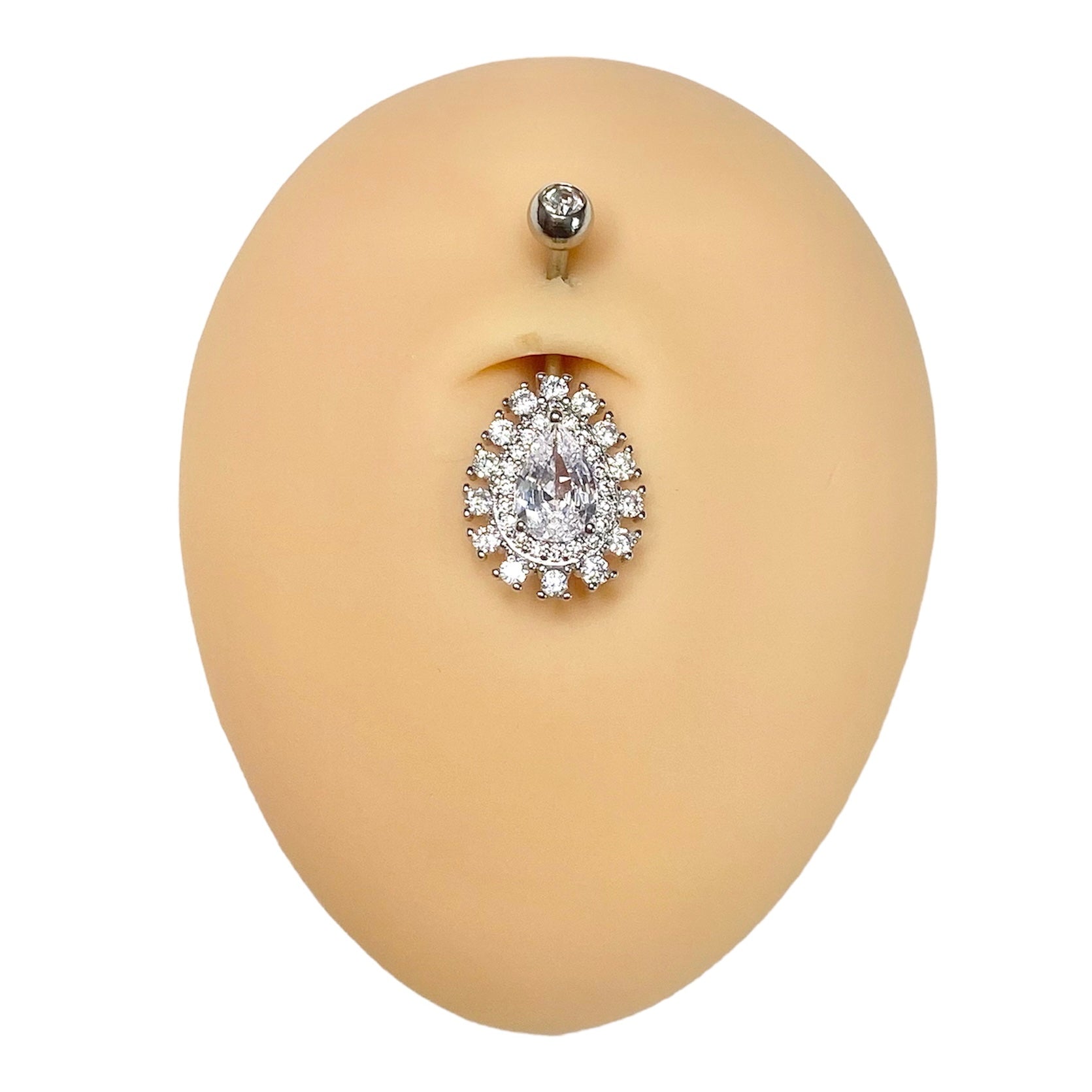 Silver Teardrop Bling Belly Bar  image 0