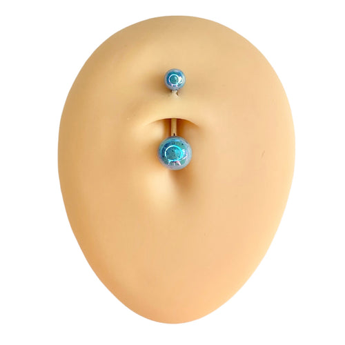 Blue AB Coated Splash Effect Belly Bar  image 0