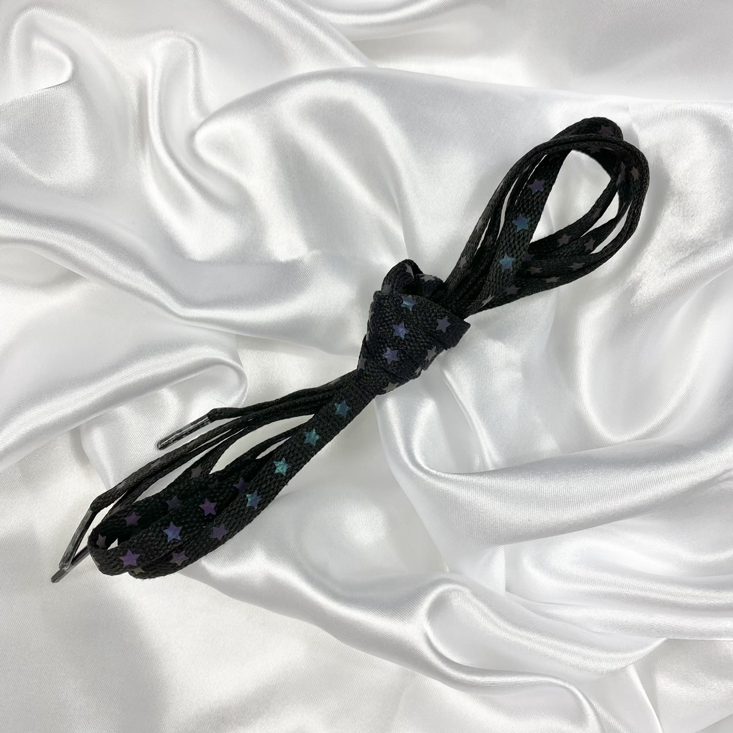 Black Rainbow Reflective Star Shoe Laces image 1