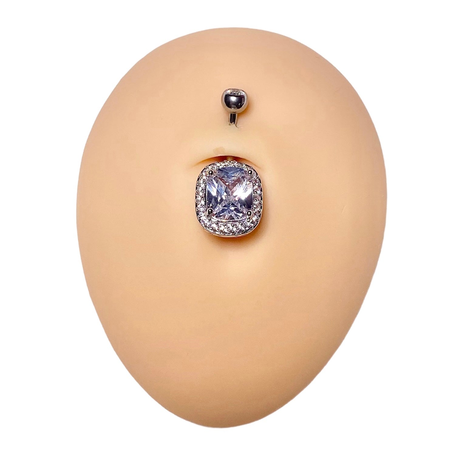 Silver Royal CZ Belly Bar  image 0
