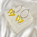 Yellow Butterfly Hoop Earrings image 0