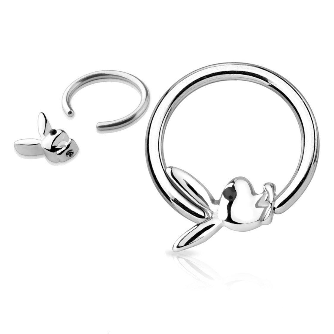 Black Gem Eye Playboy Captive Hoop Ring image 0
