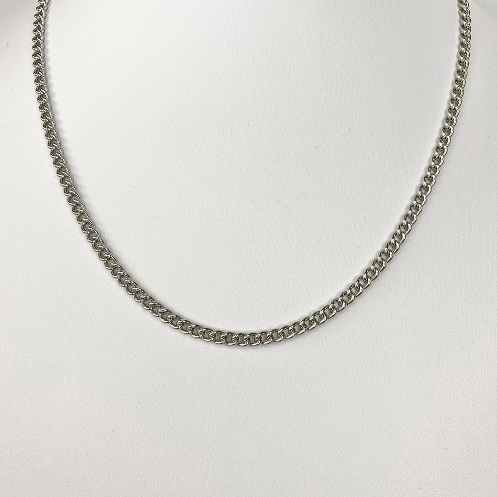 Silver 4mm Curb Chain Necklace image 0
