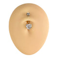 Silver Heart Cubic Zirconia Prong Belly Bar image 0