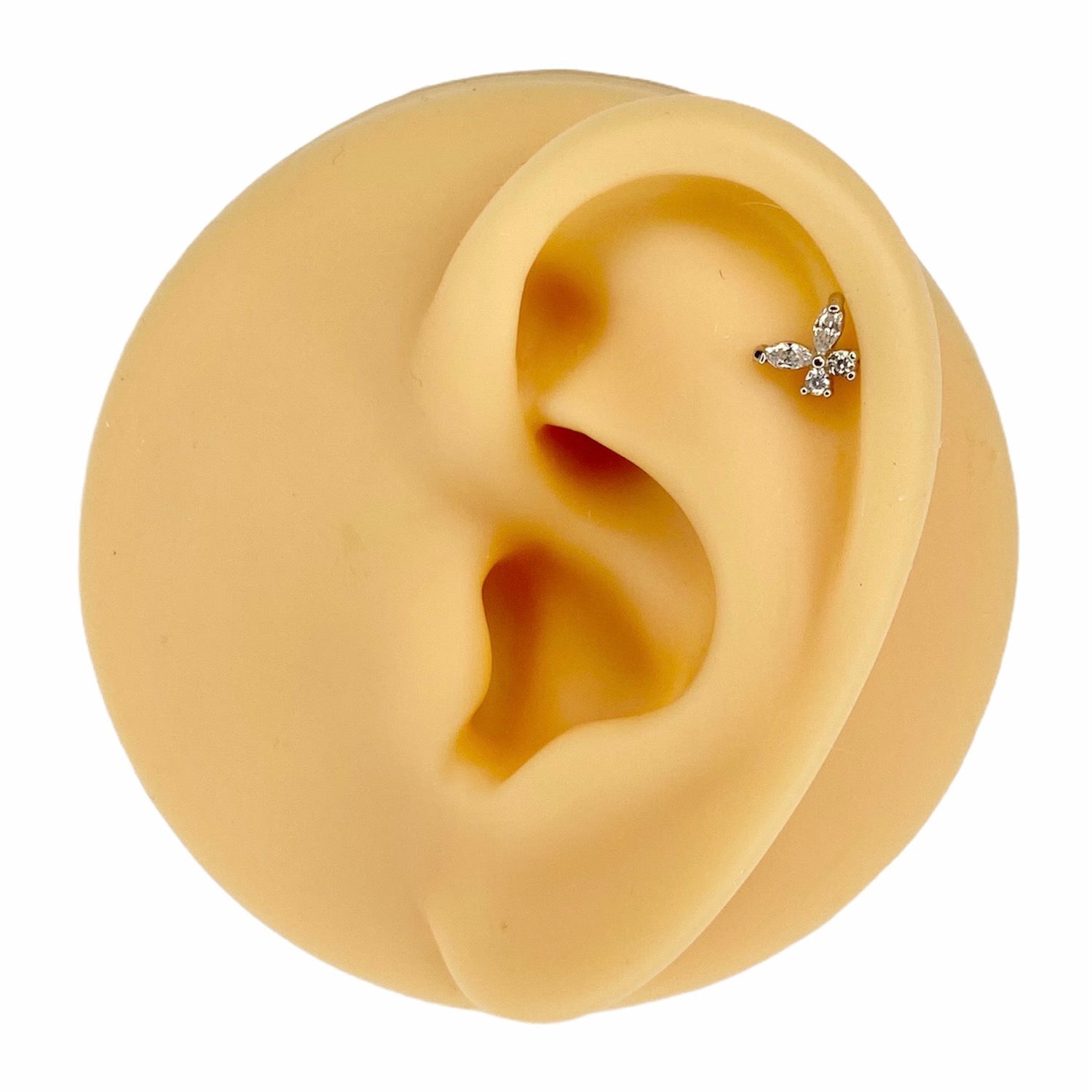 Silver Cubic Zirconia Butterfly Flat Back Stud image 0