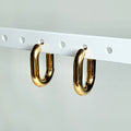 Gold Round Rectangle Hoop Earrings image 0