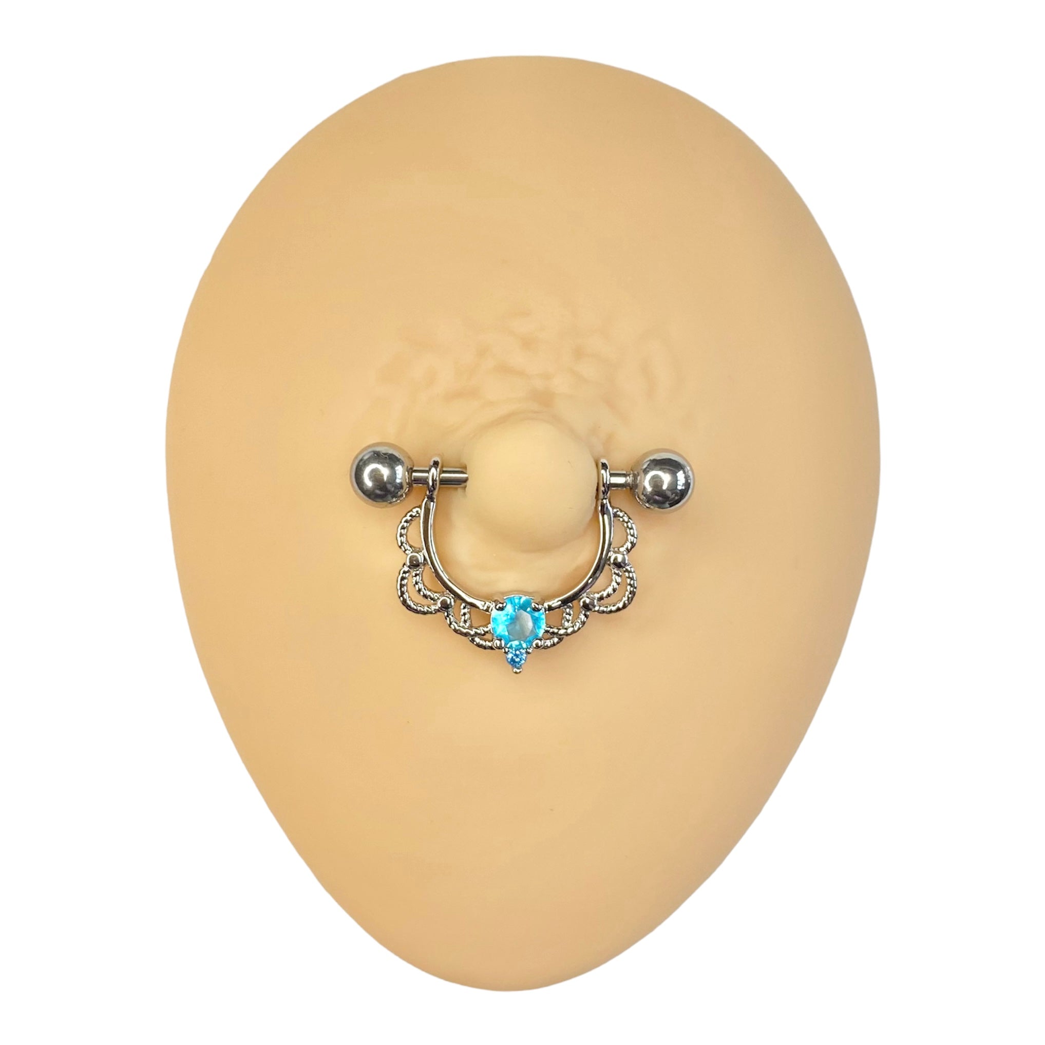 Blue Royal CZ Nipple Bar image 0