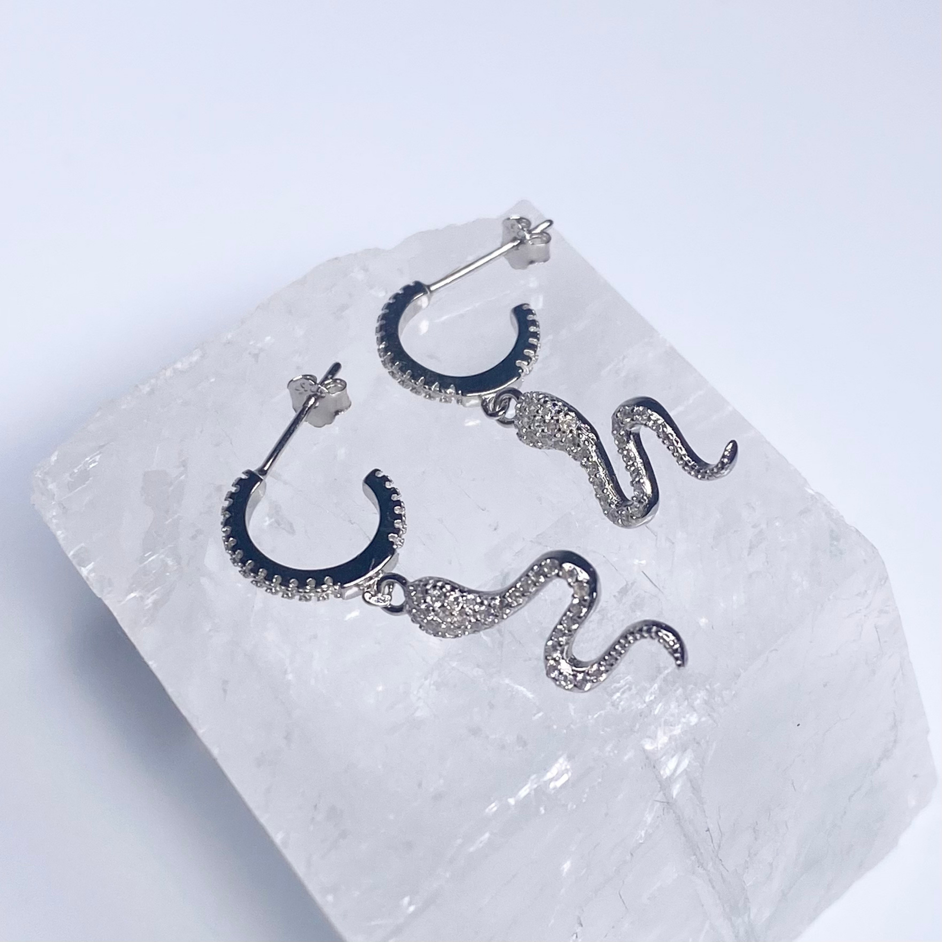 Silver Blinged Out Snake Stud Earrings image 0