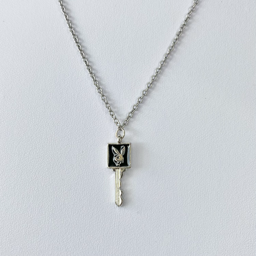 Black Enamel Playboy Key Necklace image 0